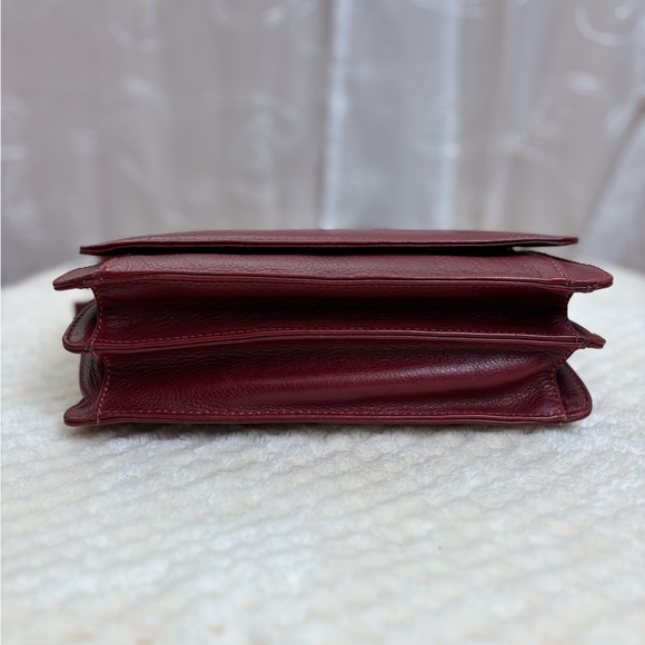 Derek Alexander East/West Half Flap Multi Compartment Red Leather Crossbody - Picture 13 of 13